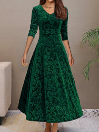 Amelia | Stilvolles Samtkleid Damen elegant chic – Grün