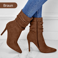 LEONIE - SPITZE STIEFELETTEN MIT ABSATZ – Braun