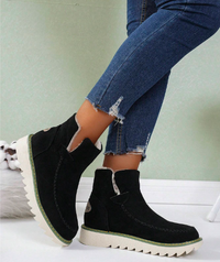 Olizaveia | Bequeme Winterstiefel aus Wolle mittelhoch und elegant – Schwarz