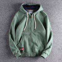 Max | Herren Zip-Hoodie Fleece Kapuzenpullover Casual – Grün