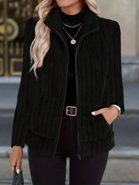 Zoharia - Stylische Winterjacke Mit Langen Ärmeln und Tasche – Schwarz