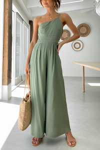 Scarlett - Breitbeiniger lockerer Jumpsuit – Hellgrün