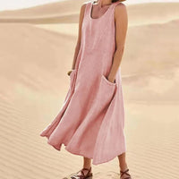 Tina™ - Sommer Leinenkleid – Rosa