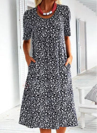 XANDRA - MIDI-KLEID MIT KURZEN ÄRMELN – Schwarz