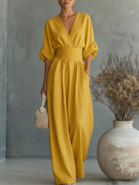 Ainslee - weicher, weit geschnittener Jumpsuit – Gelb