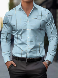 Nerio - Langarmhemd Mit Geometrischem Drucken – Blau