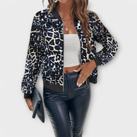 Sophie | Auffällige Damen Jacke im Leopardenstil – Blau