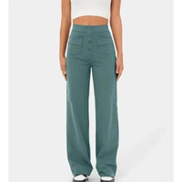 Zara - Elastische hochtaillierte Hose – Grün