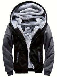 Oziel - Warme Fleece Jacke Mit Kapuze Und Reißverschluss – DunkelGrau