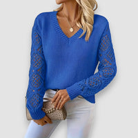 Lila | Langarm-Strickpullover – Blau