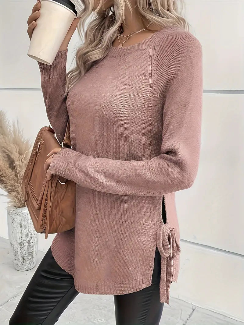 Cliethel | Trendiger Strickpullover mit geteilter Krawatte Elegant