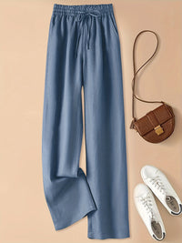 Paula | Leinenhose mit hohem Bund und Leichtigkeit – Blau