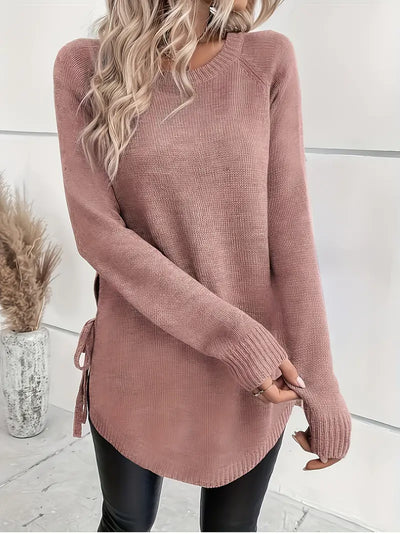 Cliethel | Trendiger Strickpullover mit geteilter Krawatte Elegant