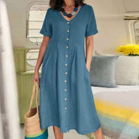 Halle | Elegantes Kleid zur Kontrolle des Bauches – Blau