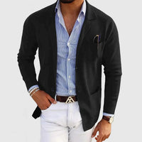Moderne Herren Strickjacke | Leichter Cardigan Mit Taschen – Schwarz