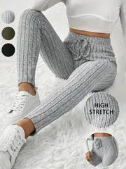 Athena - Hochelastische gerippte Damen-Leggings – Grau