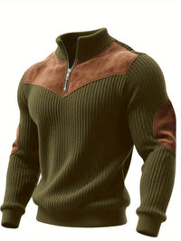 kortez – Lässiger Strickpullover Mit Halbem Reißverschluss – Grün