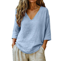 Rhianna - Elegante Bluse mit V-Ausschnitt – Blau