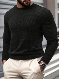 Kaufman – Lässiger Langarm Strick Pullover – Schwarz