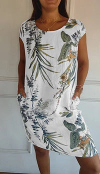 Lorraine | Midi Sommerkleid für Frauen - Blumenmuster – Weiß