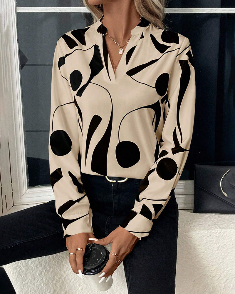 Zara - Bedruckte Bluse mit hohem Kragen