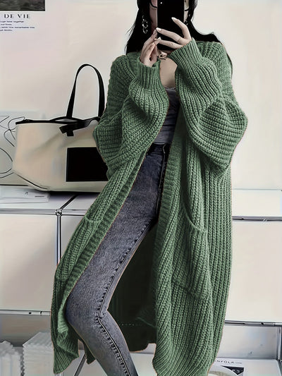 Leyennae | Grauer Strick-Cardigan mit offener Vorderseite