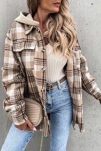 Lasandraith | Kariertes Kapuzenmantel in Khaki – Khaki