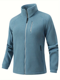 Fleecejacke Damen Mit Stehkragen | Reißverschluss Sportjacke Outdoor – Blau