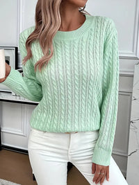 Quinisha – Strickpullover Mit Zopfmuster – Grün