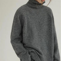 Lockerer Rollkragenpullover – Grau