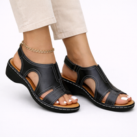 Calliope | Damen Komfort Sandalen mit verstellbaren Riemen – Schwarz
