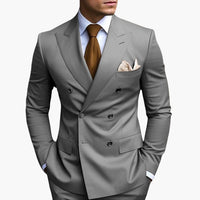 Casper | Herren Zweireiher Business Anzug – Hellgrau