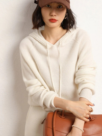 Casaul weicher Kapuzenpulli für Damen | Warmer – Weiß