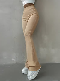 Alessandra | Lässige gerippte einfache schmale Leggings – Helles Beige