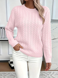 Quinisha – Strickpullover Mit Zopfmuster – Rosa