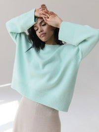 Kolana | Warmer, bequemer Pullover in Übergröße – Türkis blauw