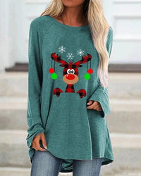 Damen Festlicher Langer Pullover Bequem Strick – Grün