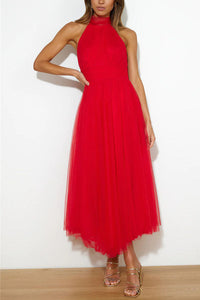 Phoebe - Kleid mit langem Rock – Rot
