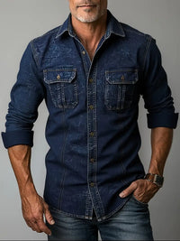 Angelo – Jeanshemd Mit Knopfleiste Und Aufgesetzten Taschen – Blau