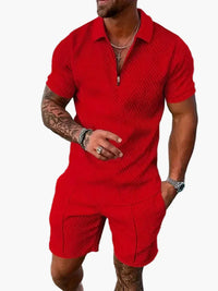 Set aus Polo und Shorts im lässigen Stil für Herren – Sommerliche entspannte Eleganz – Rot