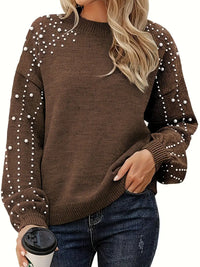 Quinlee – Langärmeliger Strick Pullover Mit Rundhalsausschnitt – Kaffee