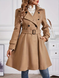 Ellorix | Graceful Allure Trenchcoat mit Gürtel – Erde-Gelb