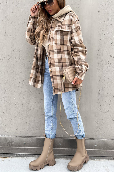 Lasandraith | Kariertes Kapuzenmantel in Khaki