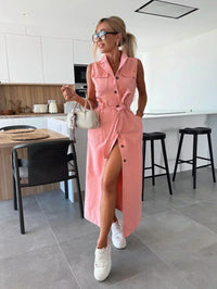 Cressida | Elegantes Fließendes Denim-Maxikleid – Rosa