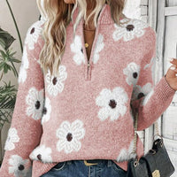 Lena | This Moderner Damenpullover Half-Zip bequem – Rosa