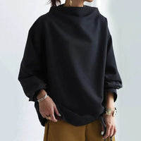 Elegantes Sweatshirt mit Rundhalsausschnitt und entspannter Passform für Frauen – Schwarz