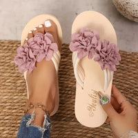 Layla - Lässige Damen-Flip-Flops mit Blumenstickerei – Lila