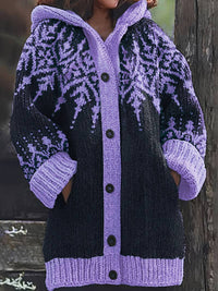 Hadassah - Eleganter Wintermantel Aus Stoff in Oversize Passform – Violett