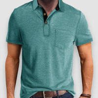 Riven | Button Up Polo Shirt – Blau