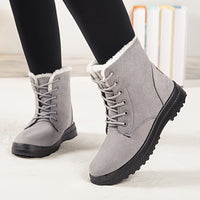 Winterschuhe Damen | Schnürung Flache Sohle Stiefel – Grau